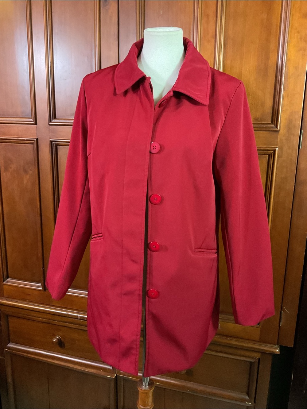 Merona Women’s Trenchcoat Solid red Size Med Euc Lknw Gorgeous Condition As Pict